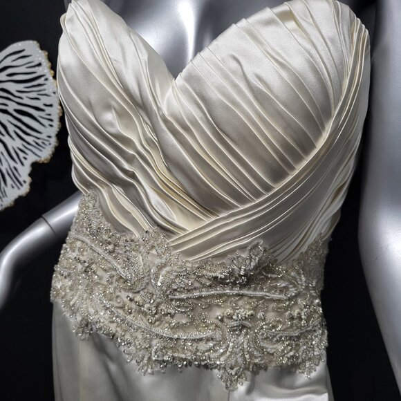 NWT~$1850~CB COUTURE~6/8~IVORY STRAPLESS MERMAID FIT & FLARE WEDDING DRESS - Picture 7 of 16